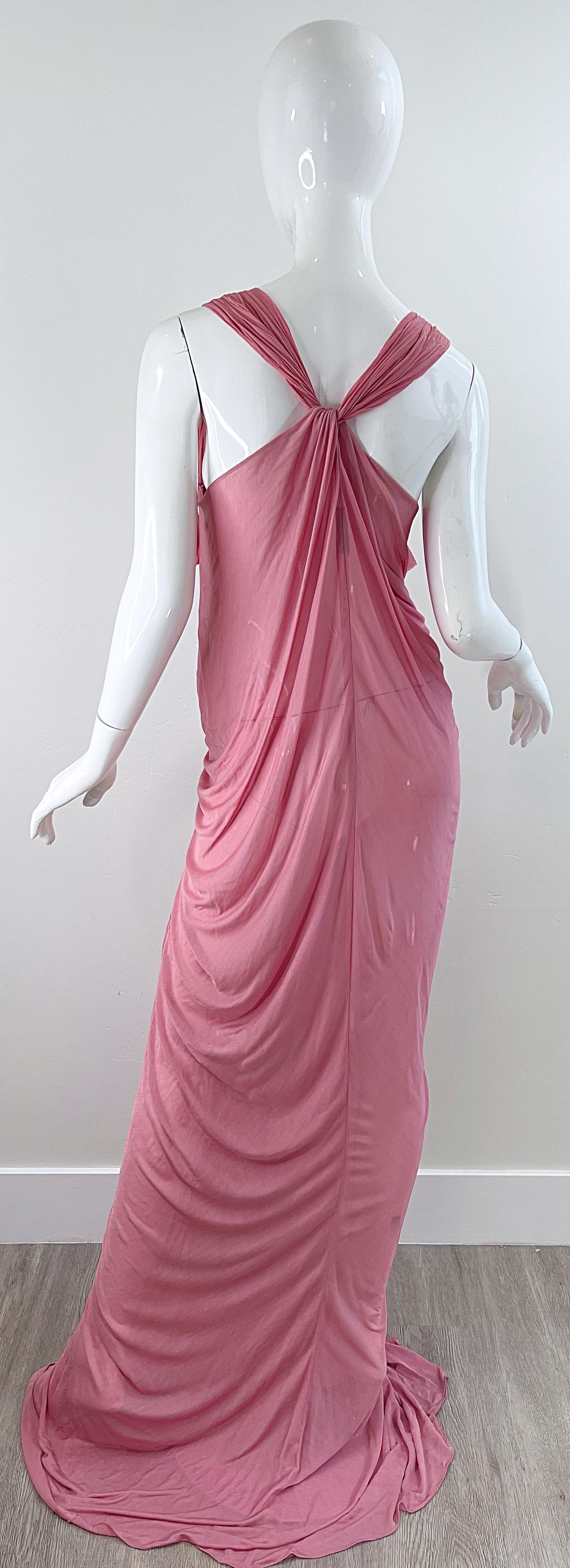 NWT Donna Karan Fall 2005 Pink Dusty Rose Mauve 30s Style Semi Sheer Gown Dress For Sale 8
