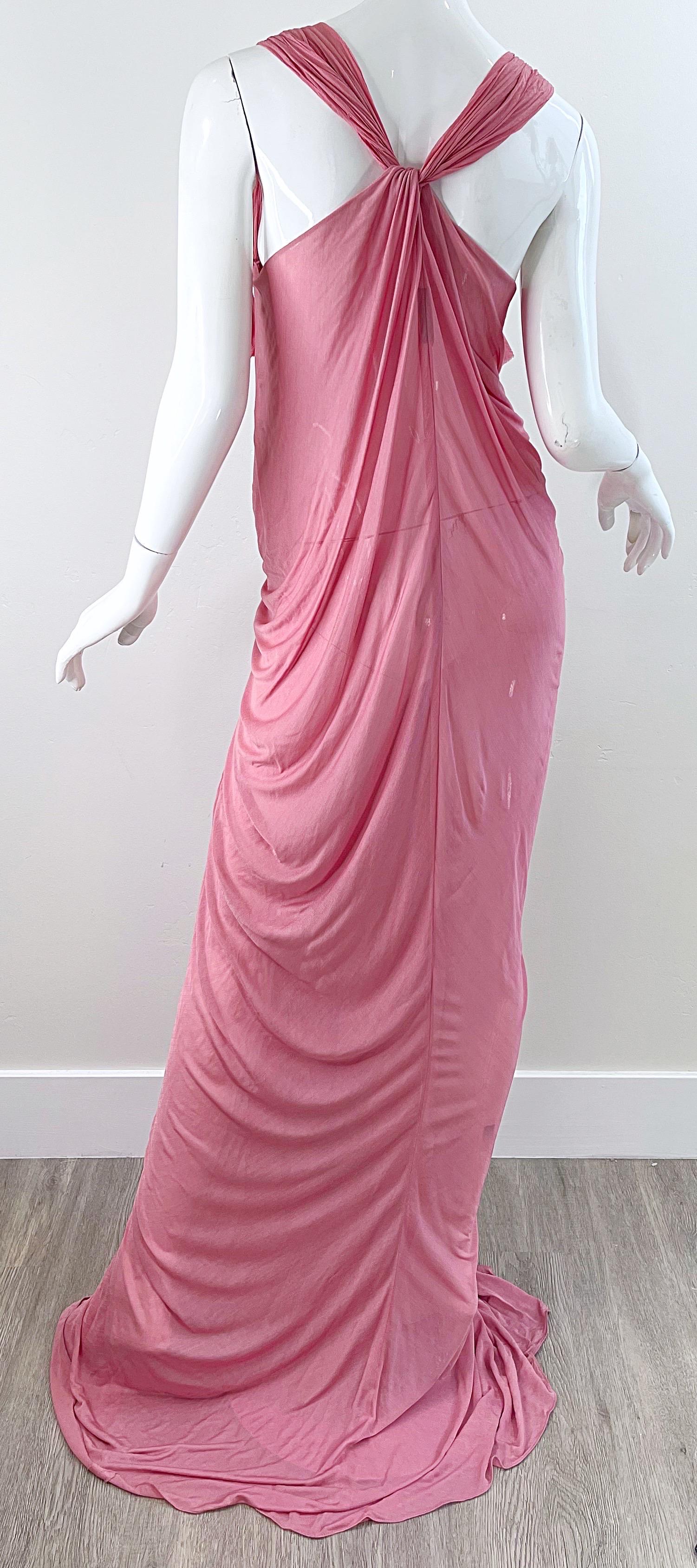NWT Donna Karan Fall 2005 Pink Dusty Rose Mauve 30s Style Semi Sheer Gown Dress For Sale 3