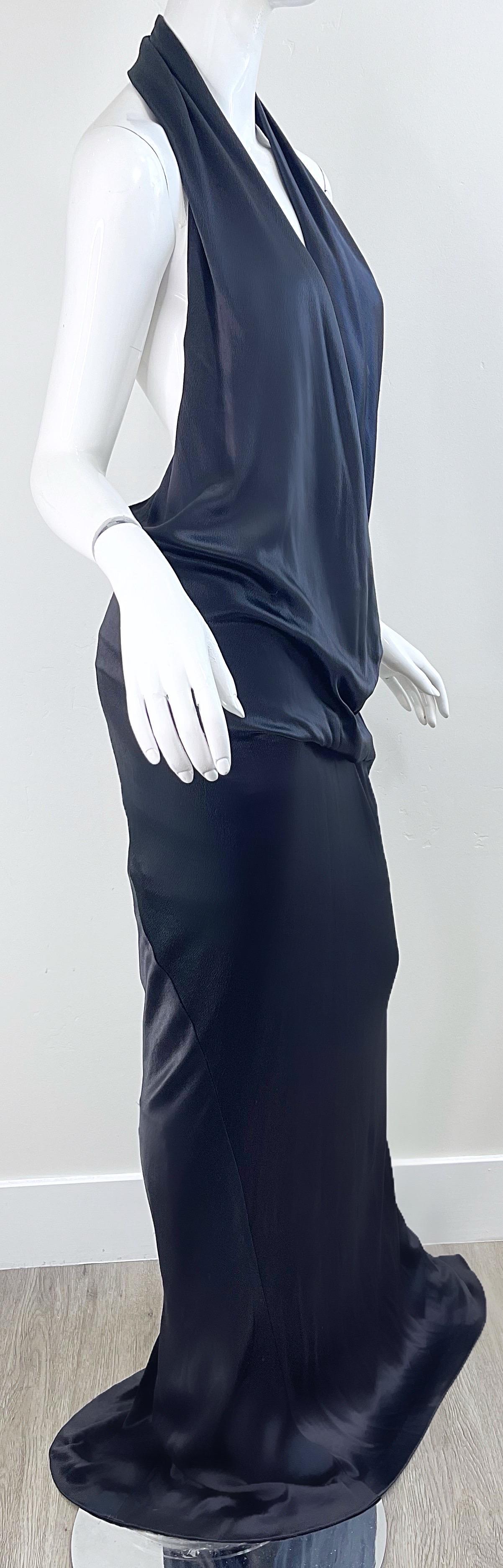 NWT Donna Karan Fall 2010 Runway Size 10 / 12 Anthracite Grey Plunging Silk Gown 9