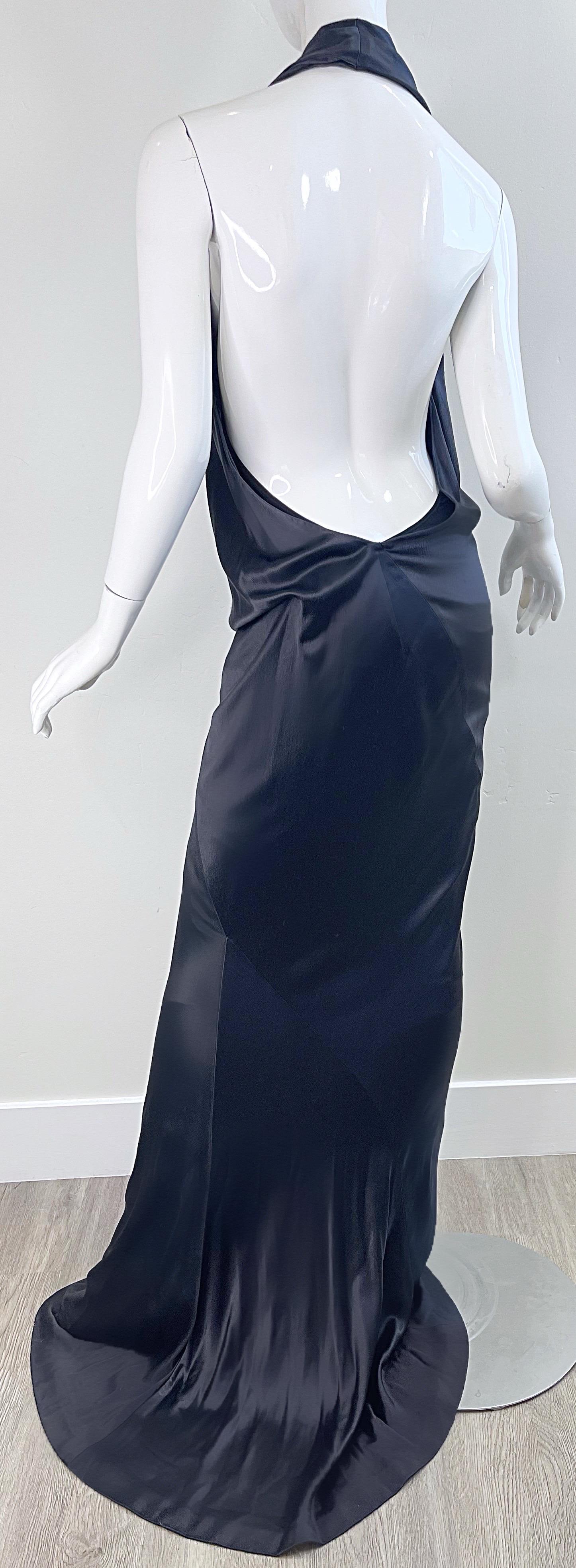 NWT Donna Karan Fall 2010 Runway Size 10 / 12 Anthracite Grey Plunging Silk Gown 4