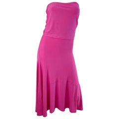 NWT Donna Karan Resort 2016 Hot Pink Größe Medium trägerloses Schlauchkleid
