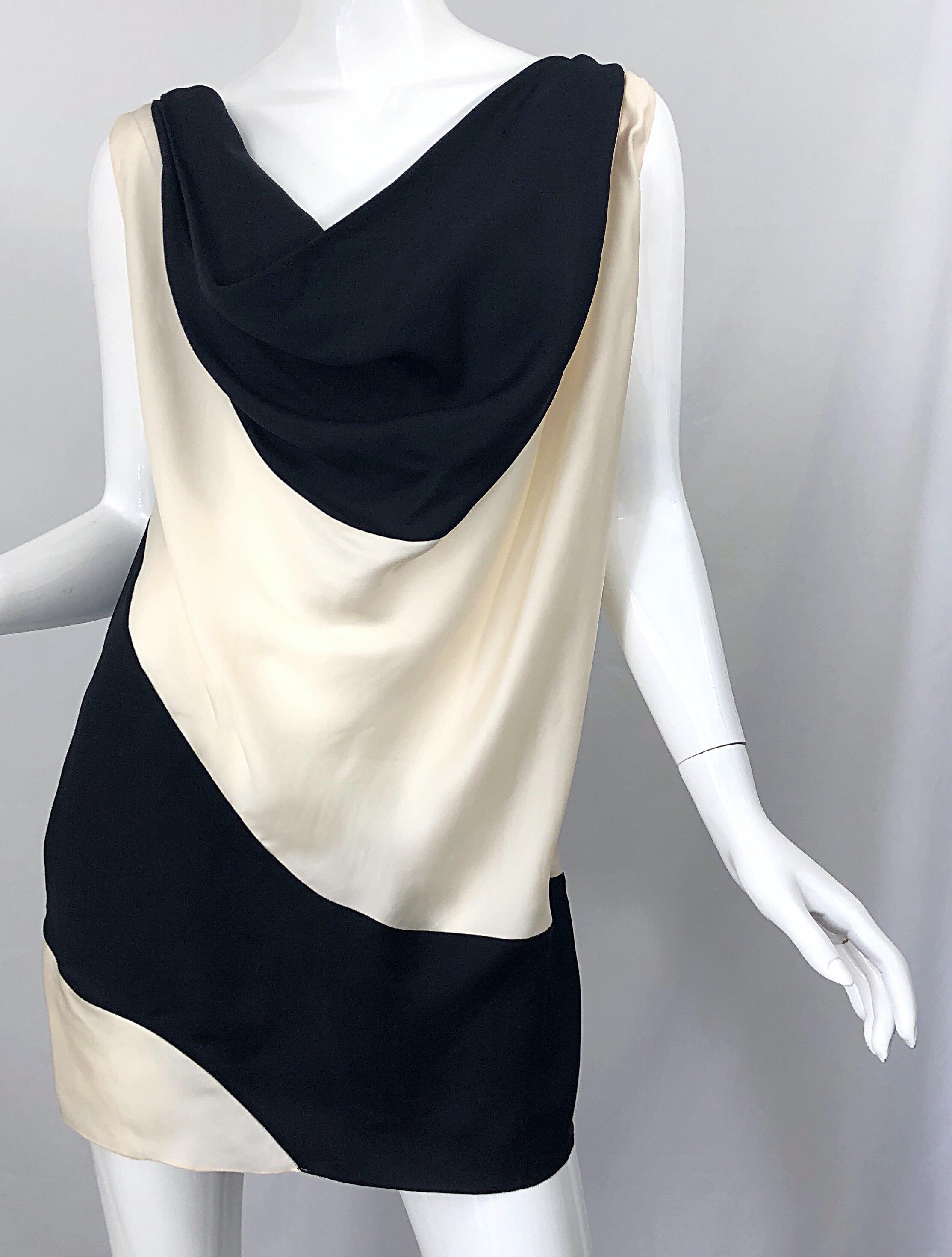 Vintage Donna Karan Runway Collection Black & White Ivory Sz 10 / 12 Tunic Dress 4