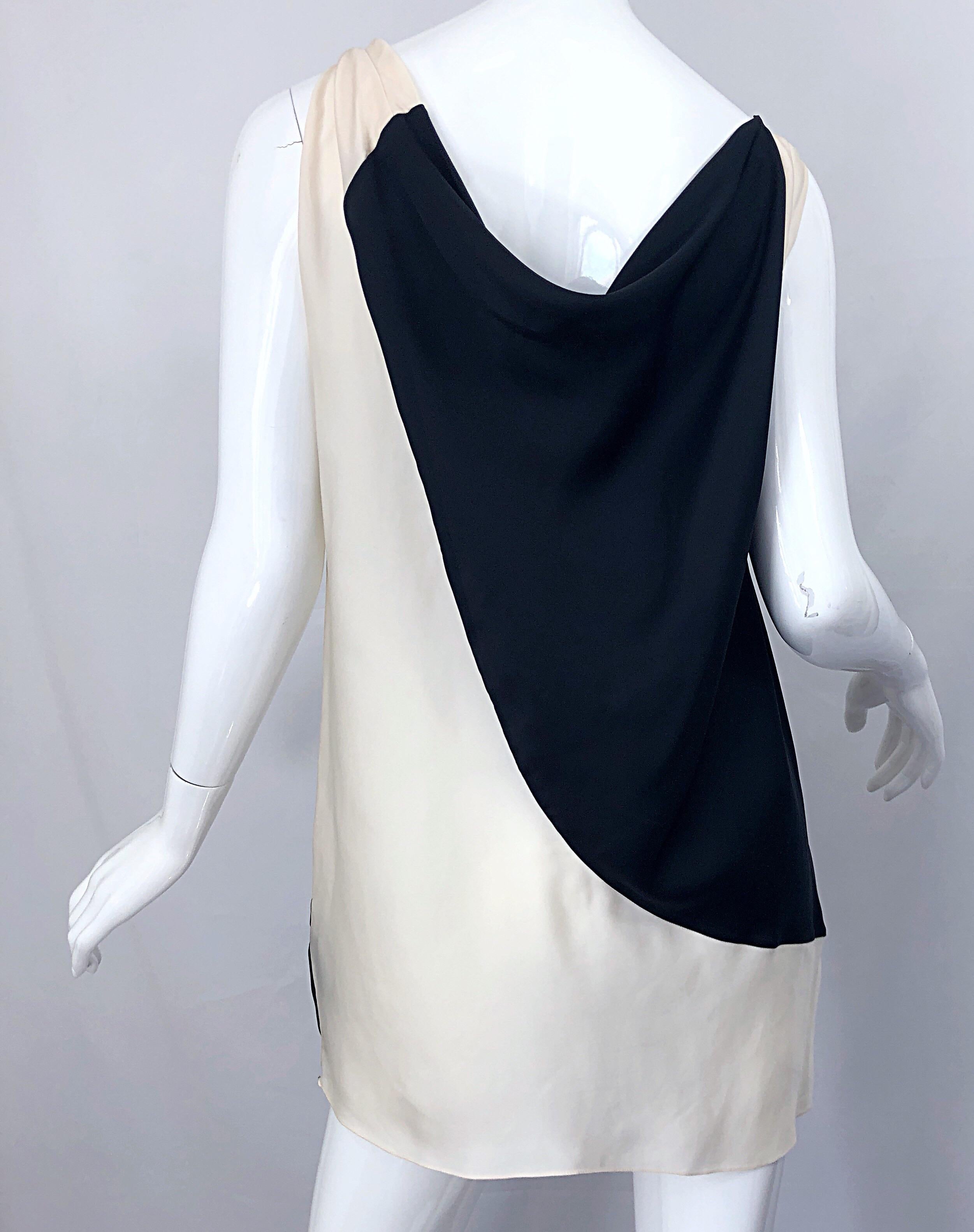 Vintage Donna Karan Runway Collection Black & White Ivory Sz 10 / 12 Tunic Dress 2