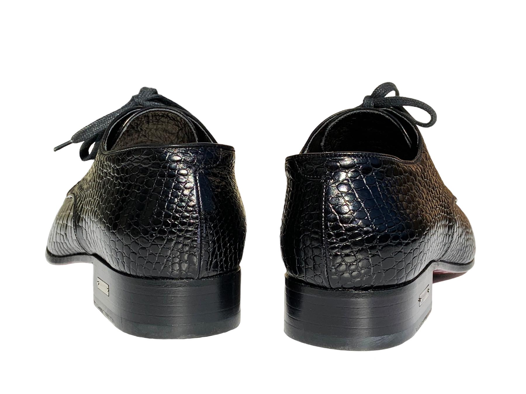 NWT Dsquared2 Black Crocodile Men's Lace Up Dress Shoes Italian 43 Pour hommes en vente