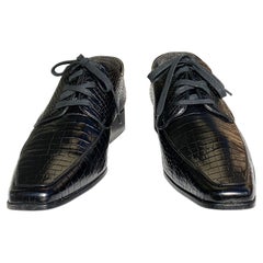 NWT Dsquared2 Black Crocodile Men's Lace Up Dress Shoes Italian 43