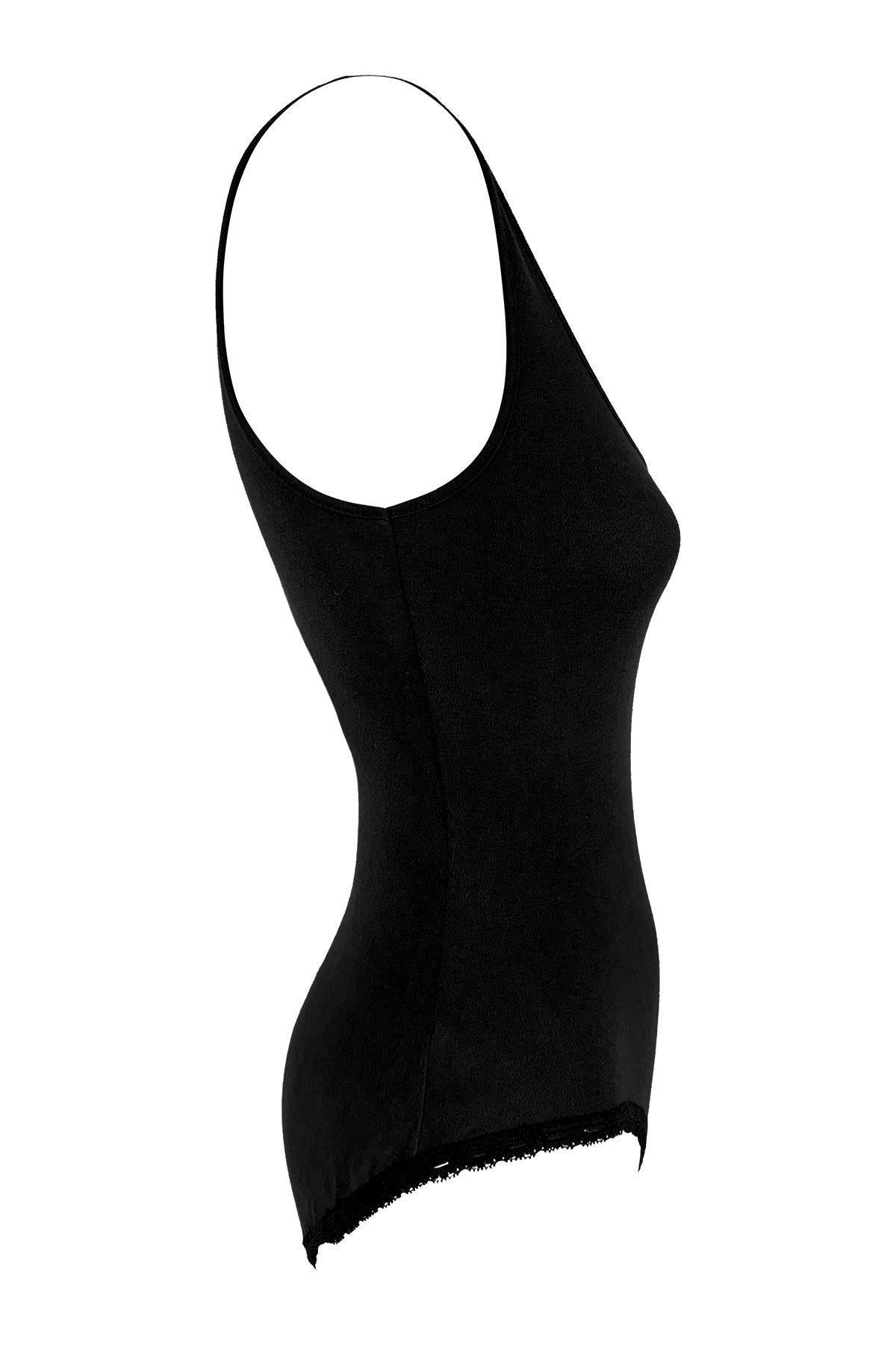 NEU Anfang 1990er Donna Karan Schwarzer ärmelloser Bodycon-Strick-Bodysuit, neu mit Ärmeln Damen im Angebot