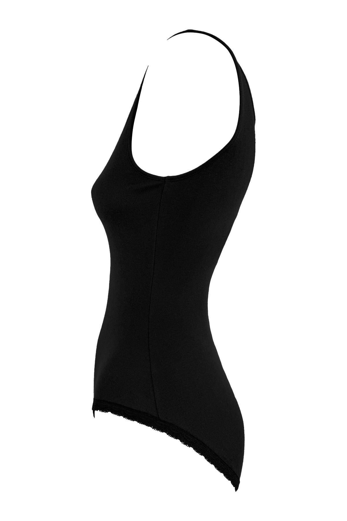 NEU Anfang 1990er Donna Karan Schwarzer ärmelloser Bodycon-Strick-Bodysuit, neu mit Ärmeln im Angebot 2