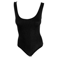 NEU Anfang 1990er Donna Karan Schwarzer ärmelloser Bodycon-Strick-Bodysuit, neu mit Ärmeln