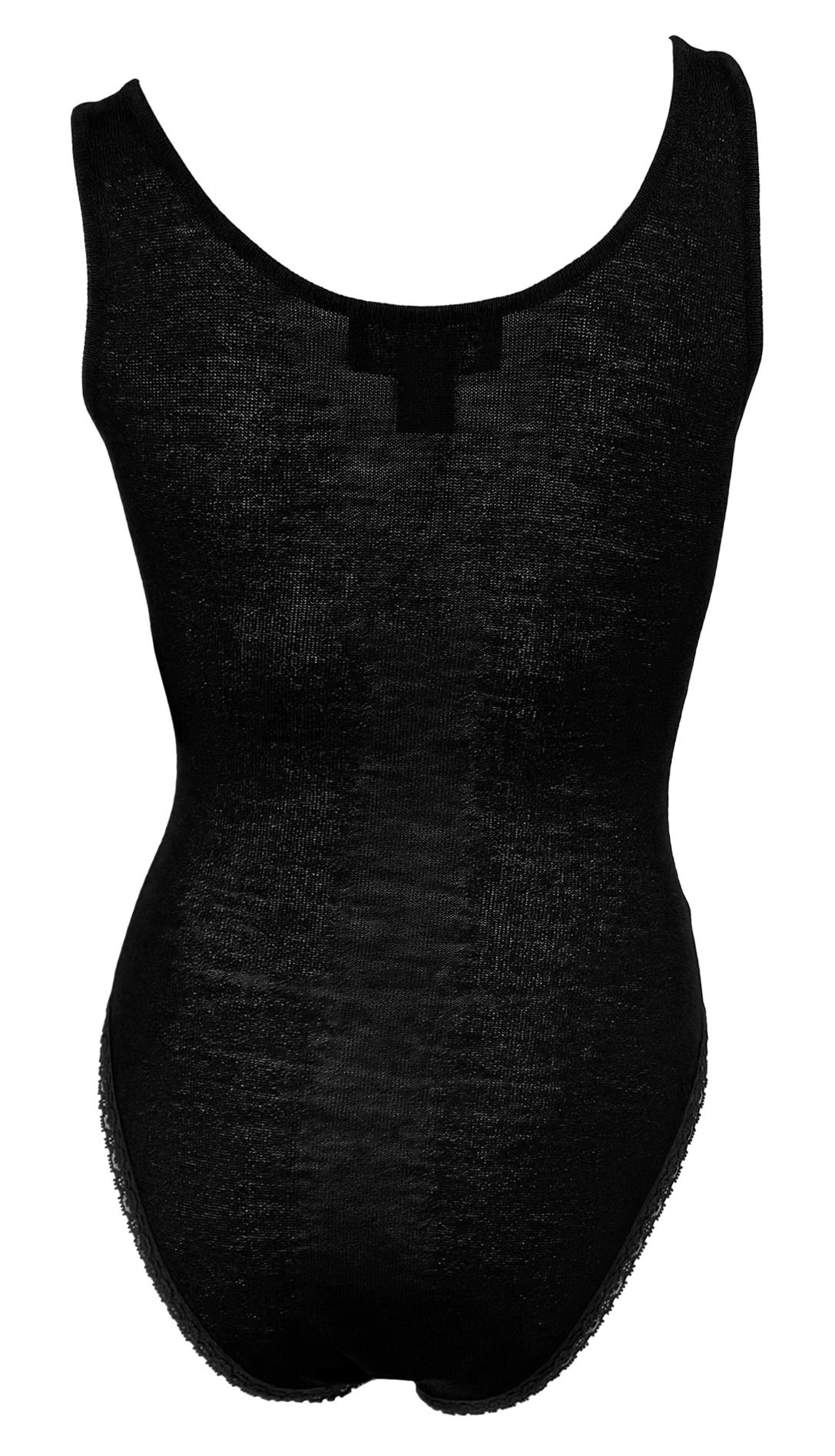 NWT Early 1990s Donna Karan Black Bodycon Stretch Bodysuit 1