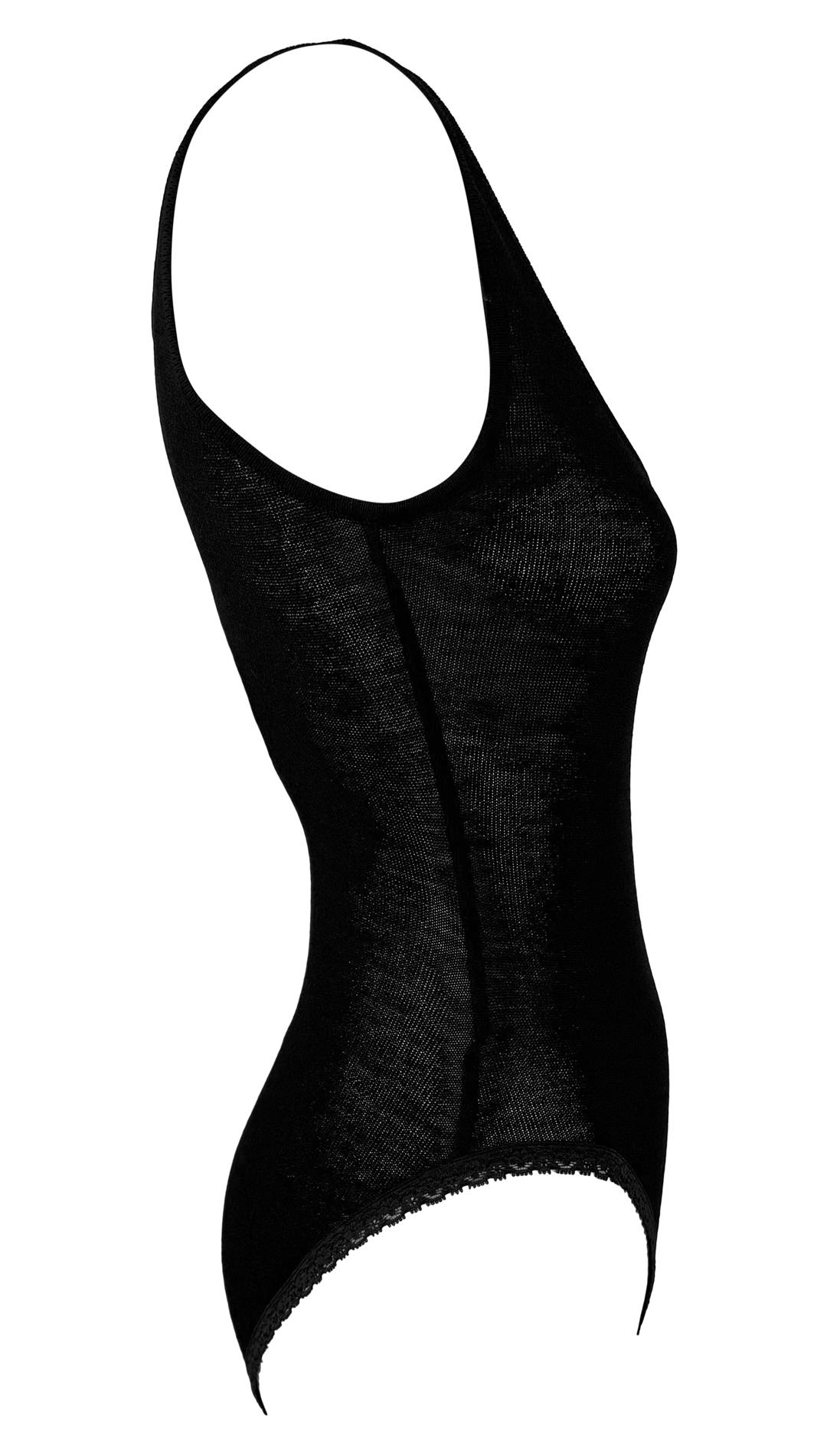 NWT Early 1990s Donna Karan Black Bodycon Stretch Bodysuit 2