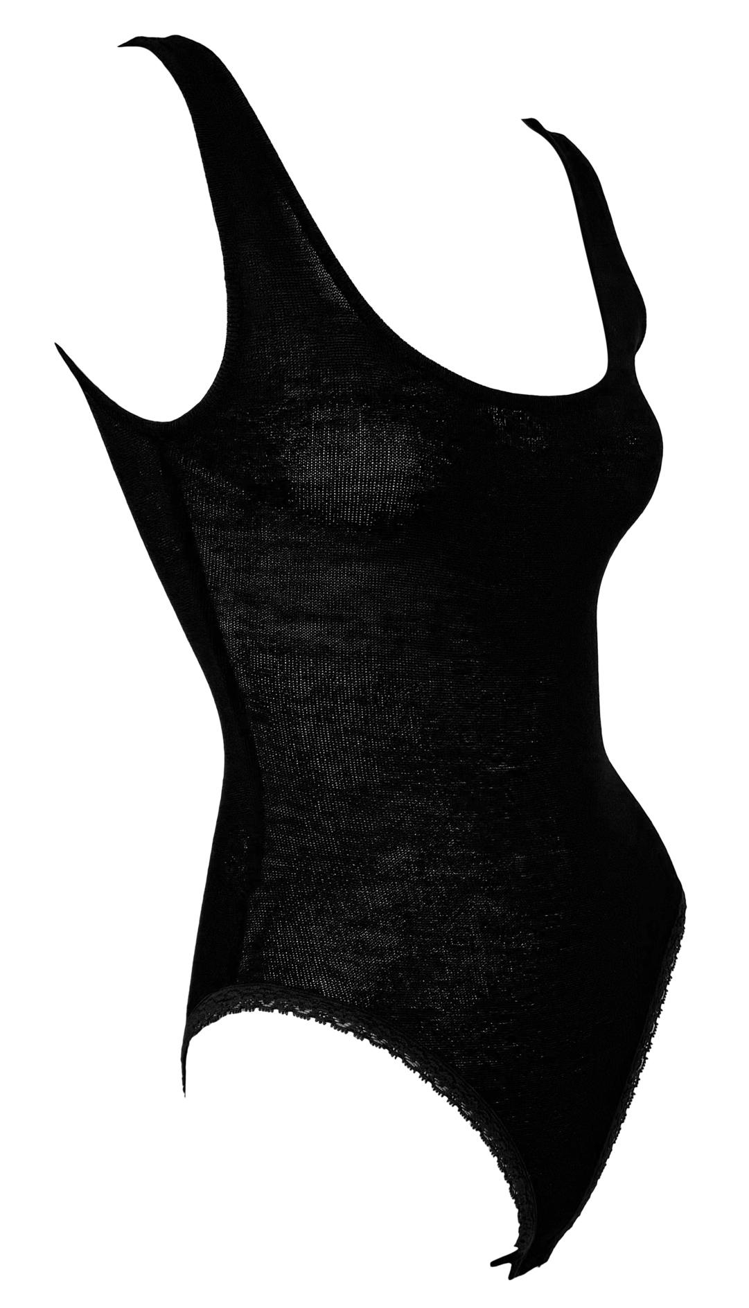 NWT Early 1990s Donna Karan Black Bodycon Stretch Bodysuit 3