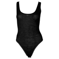 NWT Early 1990s Donna Karan Black Bodycon Stretch Bodysuit