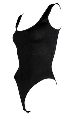 NWT Early 1990s Donna Karan Black Silk Bodysuit Satin Trim Stretch Tank Top