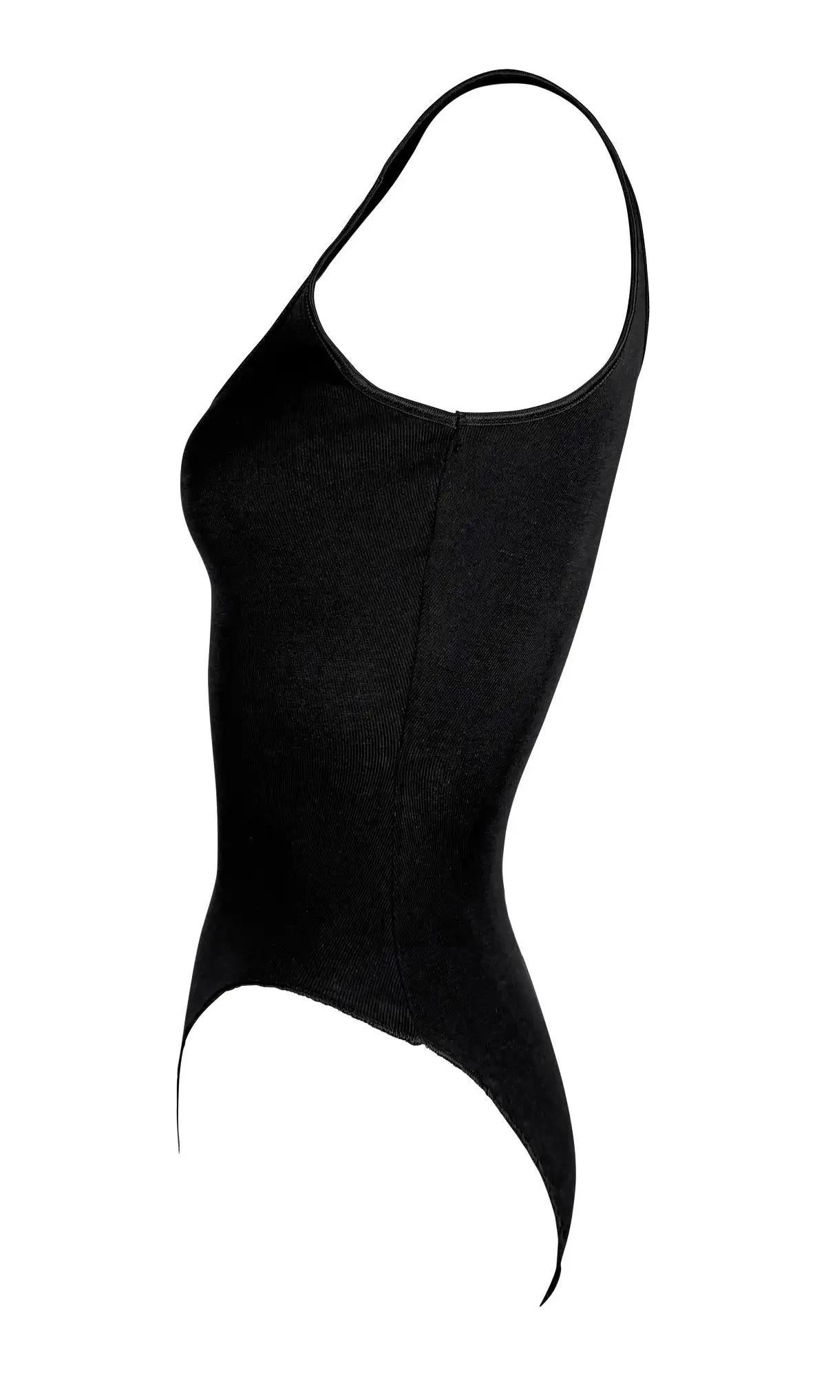 Nero NWT Primi anni '90 Donna Karan Body in seta nera con finiture in raso Canotta elasticizzata in vendita