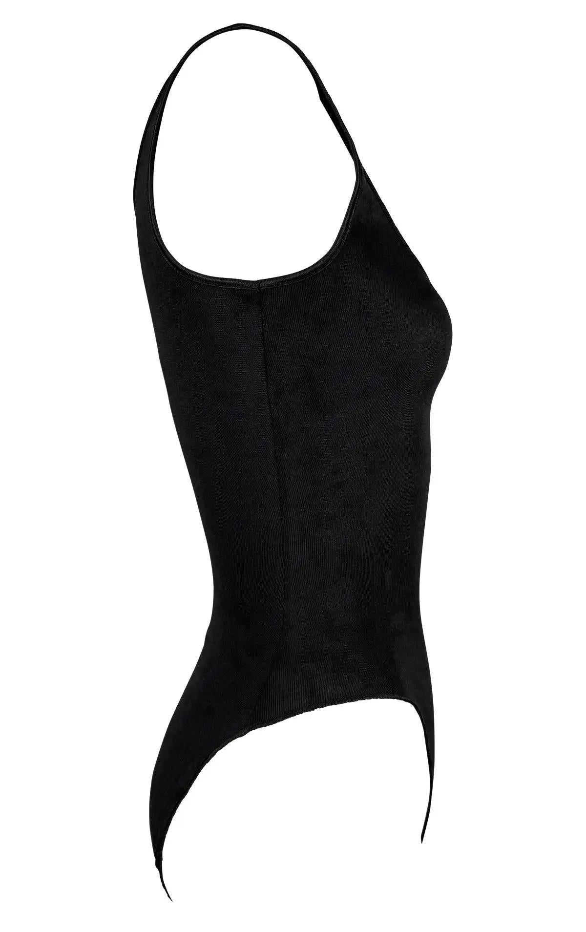 NWT Primi anni '90 Donna Karan Body in seta nera con finiture in raso Canotta elasticizzata in vendita 1