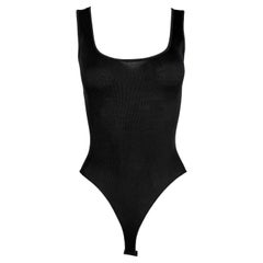 NWT Primi anni '90 Donna Karan Body in seta nera con finiture in raso Canotta elasticizzata