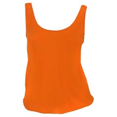NWT Early 1990s Donna Karan Bright Orange Silk Sheer Scoop Neck Tank Top