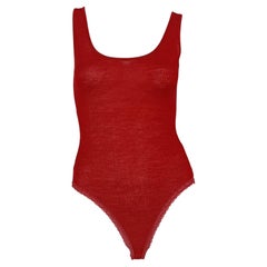 NWT Early 1990s Donna Karan Red Bodycon Knit Sleeveless Bodysuit