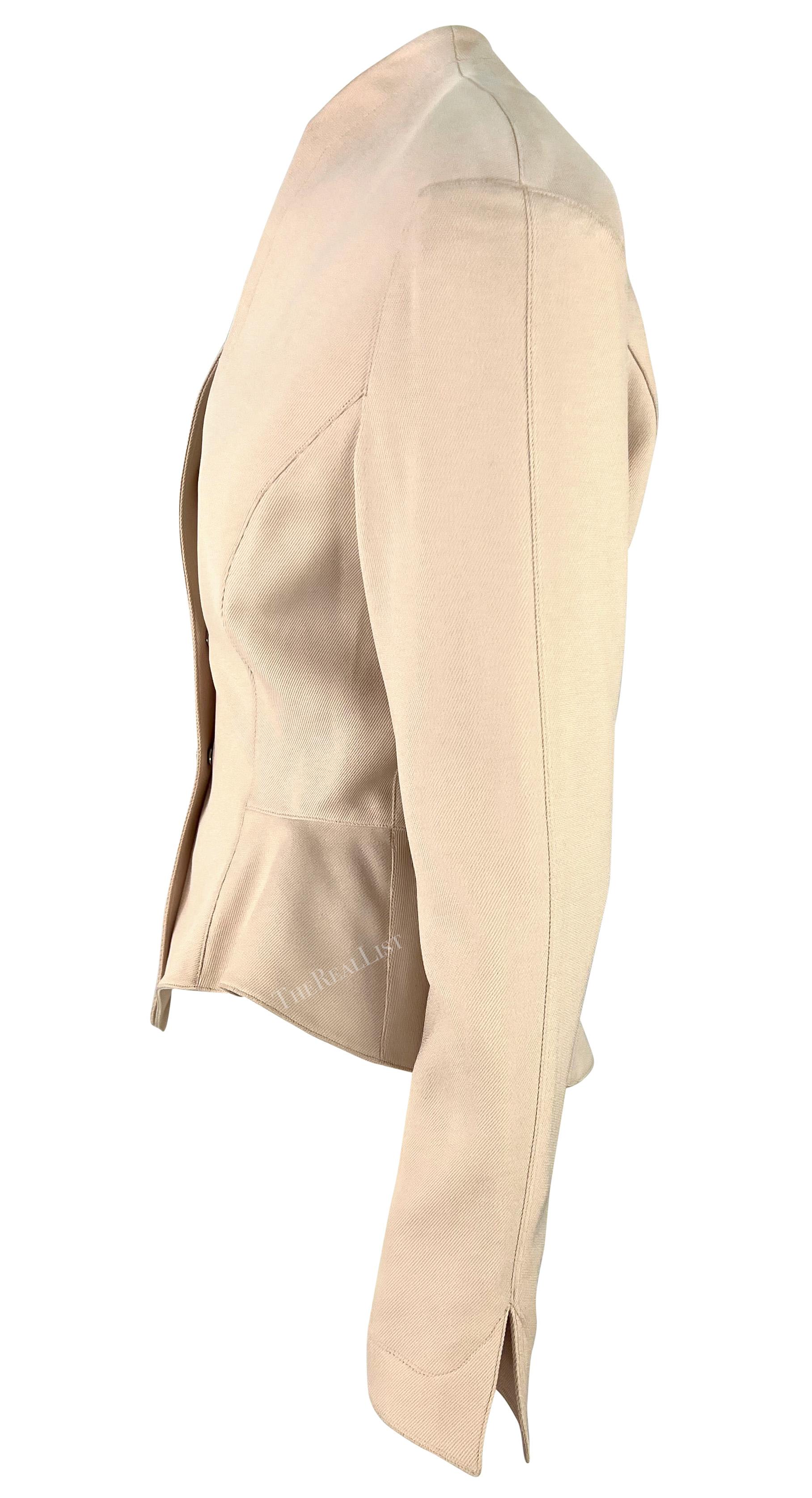 NWT Early 1990s Thierry Mugler Rhinestone Star Cinched Blush Pink Blazer Jacket In Excellent Condition For Sale In West Hollywood, CA