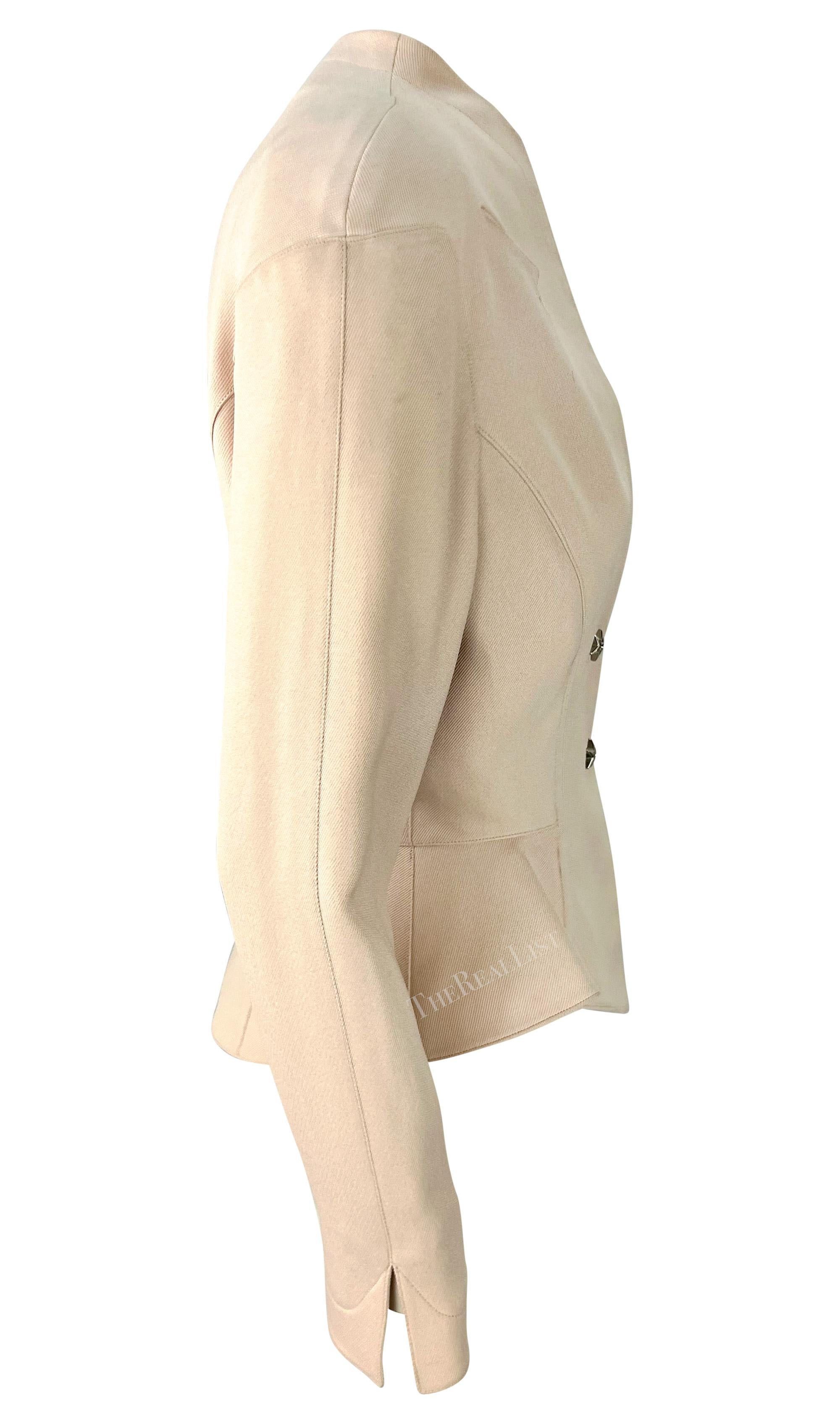 NWT Early 1990s Thierry Mugler Rhinestone Star Cinched Blush Pink Blazer Jacket For Sale 2