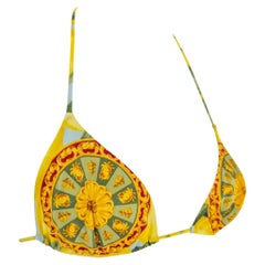 NWT, début des années 2000, ensemble de maillot de bain bikini string Dolce & Gabbana à imprimé « Sicilian Lemon », taille US34