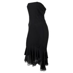 NWT Early 2000s Yigal Azrouel Sheer Black Strapless Ruffle Hem Mini Dress 3US