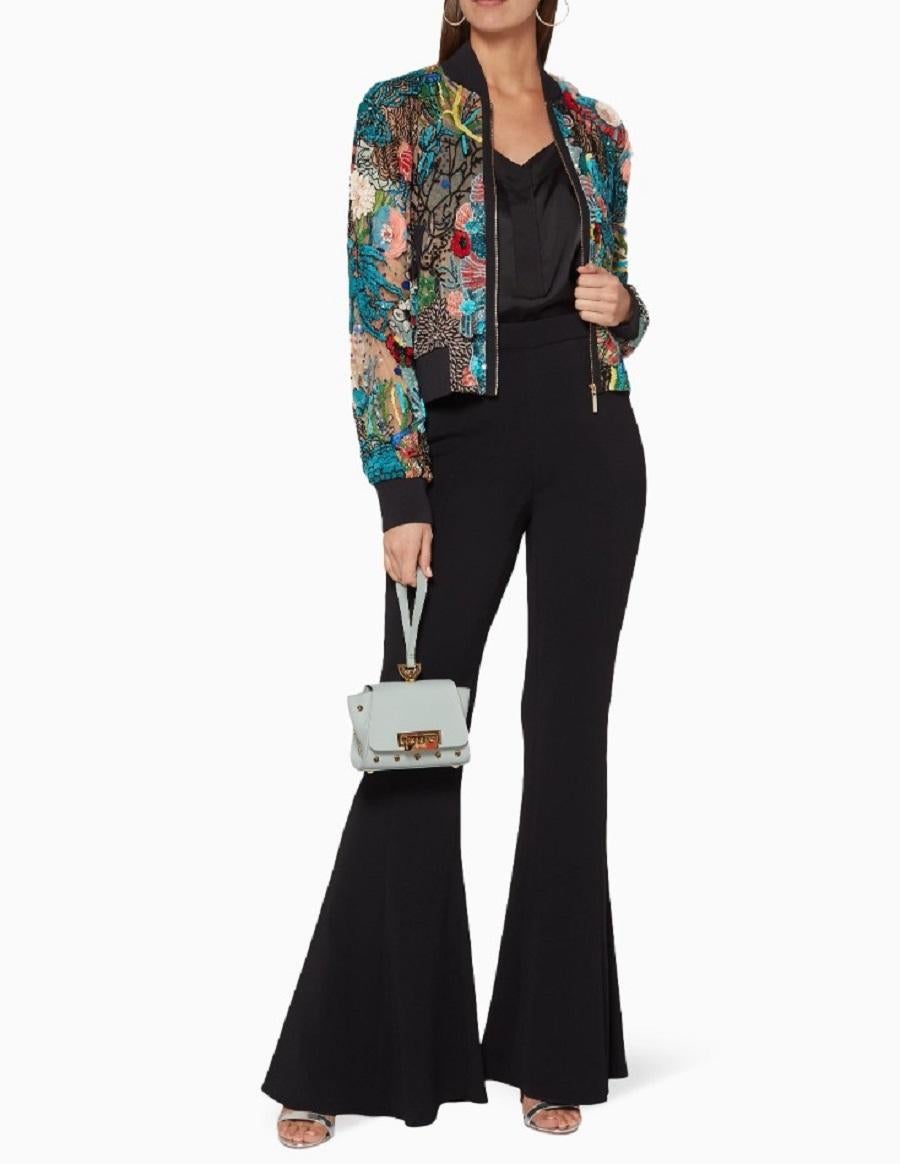 NWT Elie Saab 3D Floral Embellishment Bomber Jacket 
Designer size 50 - We recommend purchasing one size larger than your normal size - this design has a small fit. Please check measurements.
Elie Saab's Bomber Jacket is a core layering piece in the