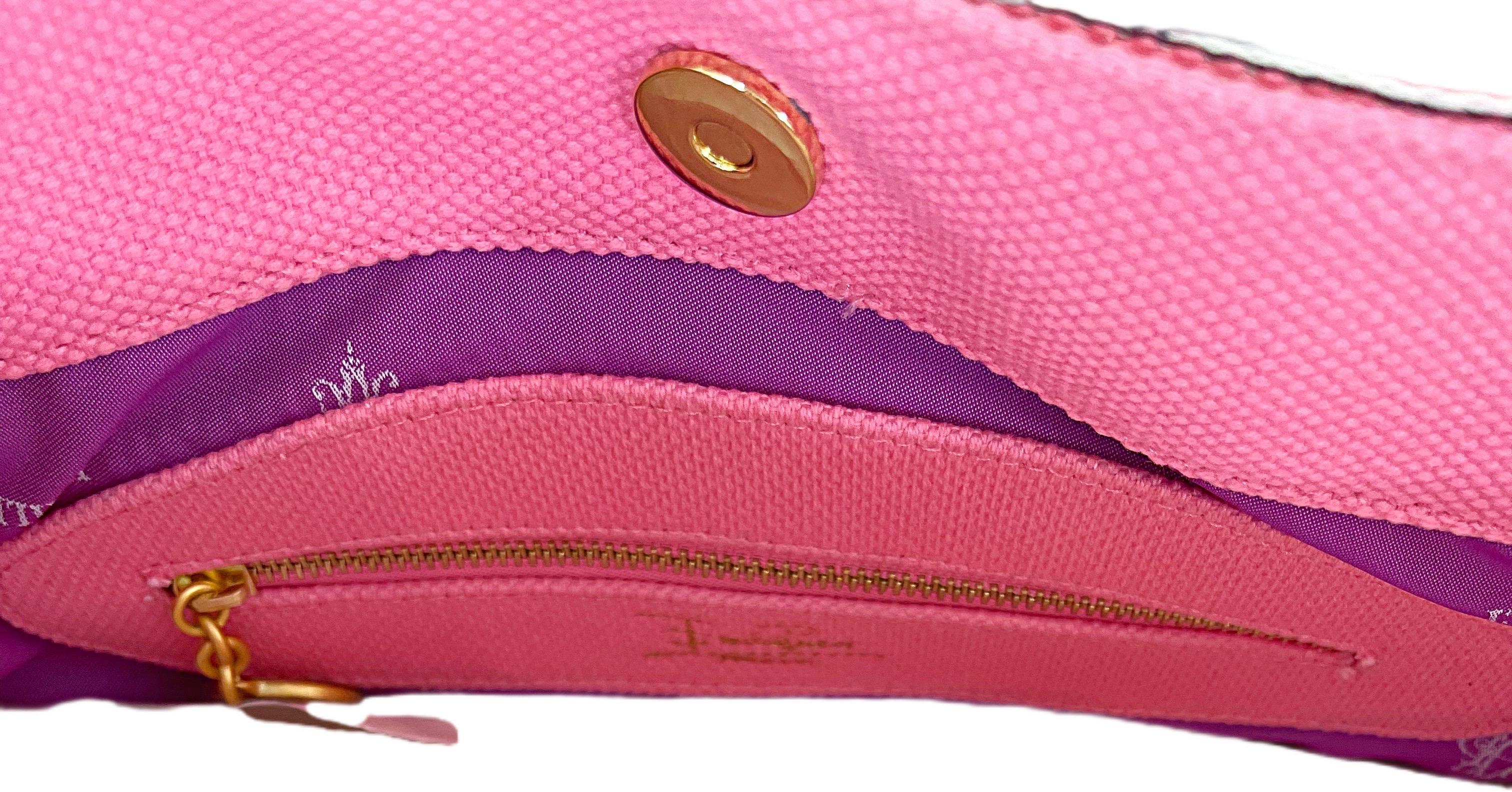 NWT Emilio Pucci 2000s Bubblegum Pink Kaleidoscope Mosaic Satchel Handbag Purse For Sale 7
