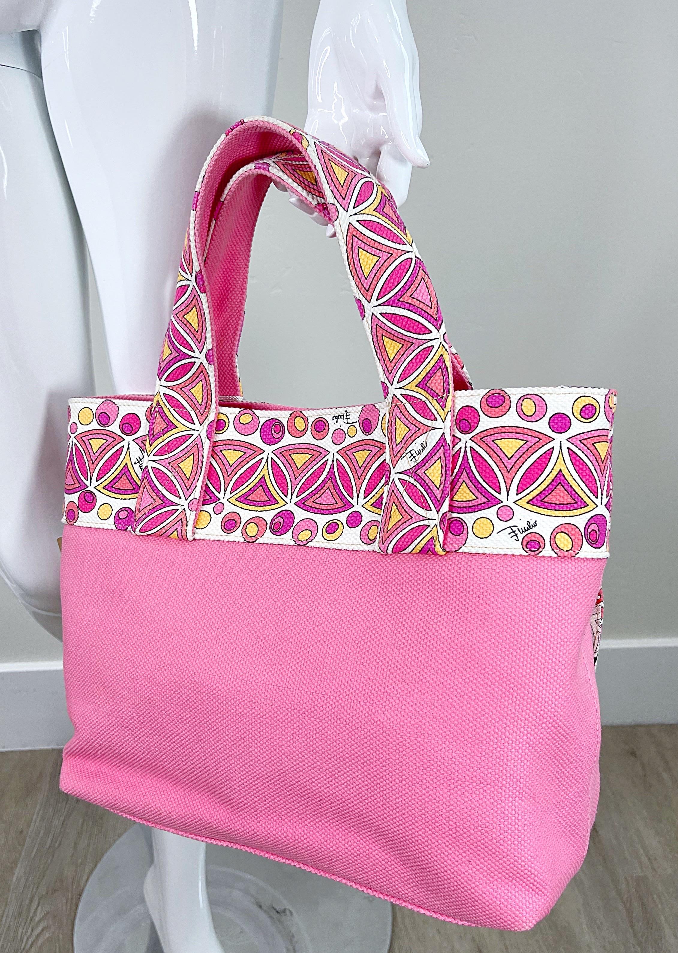 NWT Emilio Pucci 2000s Bubblegum Pink Kaleidoscope Mosaic Satchel Handbag Purse For Sale 1