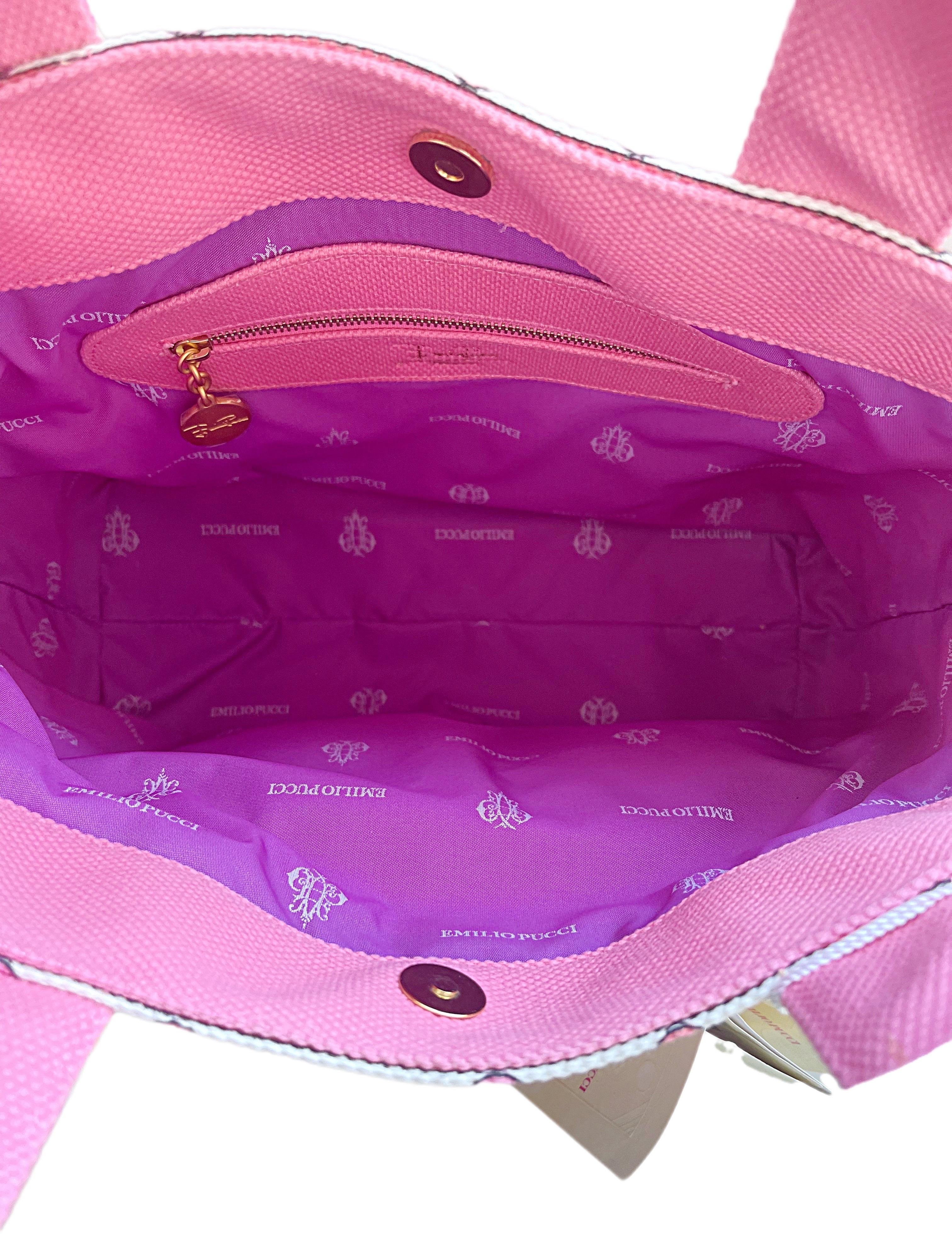 NWT Emilio Pucci 2000s Bubblegum Pink Kaleidoscope Mosaic Satchel Handbag Purse For Sale 3
