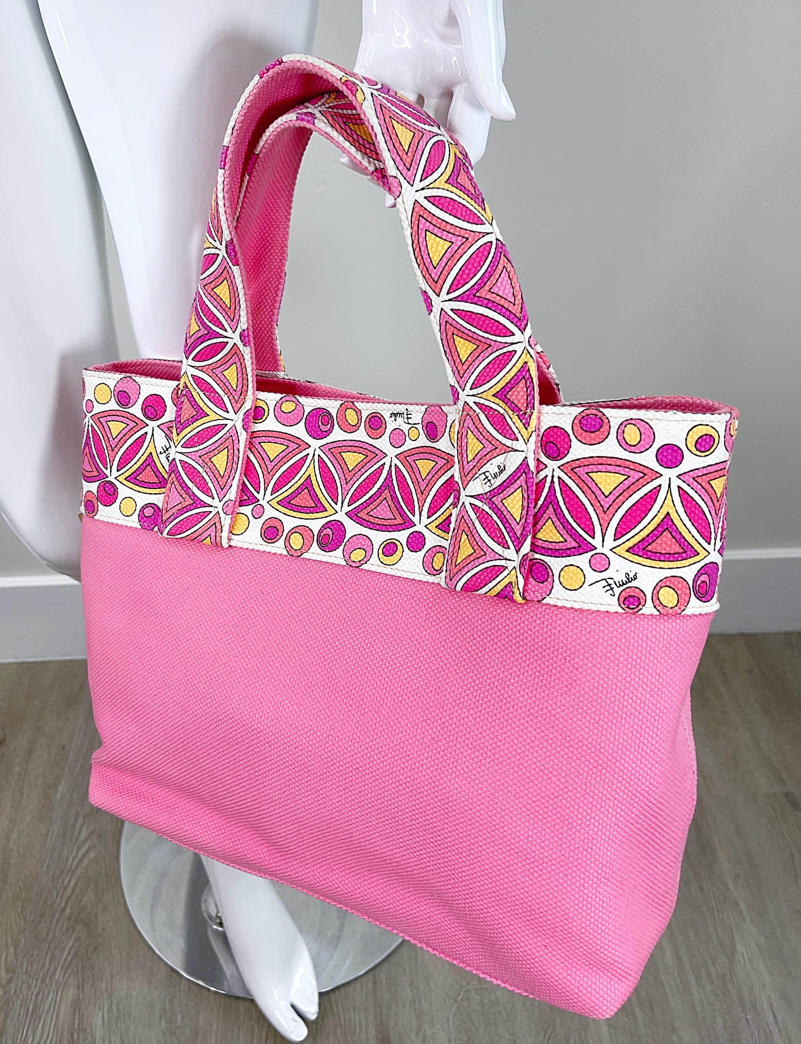 NWT Emilio Pucci 2000s Bubblegum Pink Kaleidoscope Mosaic Satchel Handbag Purse For Sale 5
