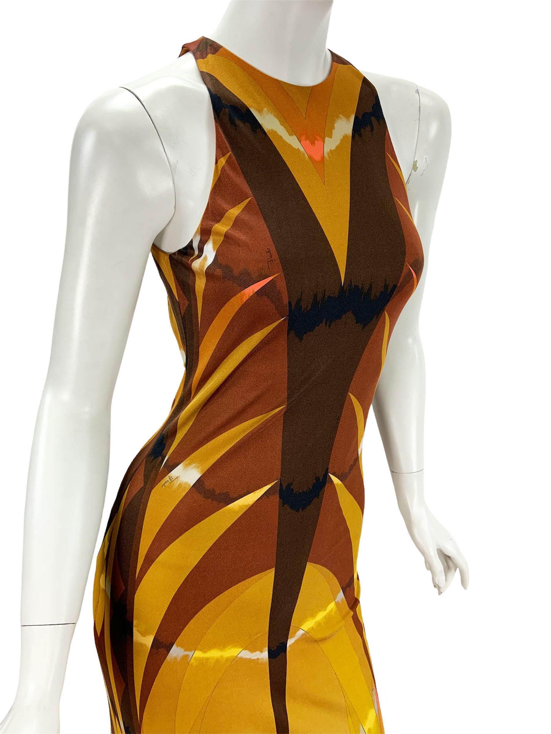 NWT Emilio Pucci 90's Stretch Jersey Print Open Back Maxi Dress It 38 - US 4 In New Condition In Montgomery, TX