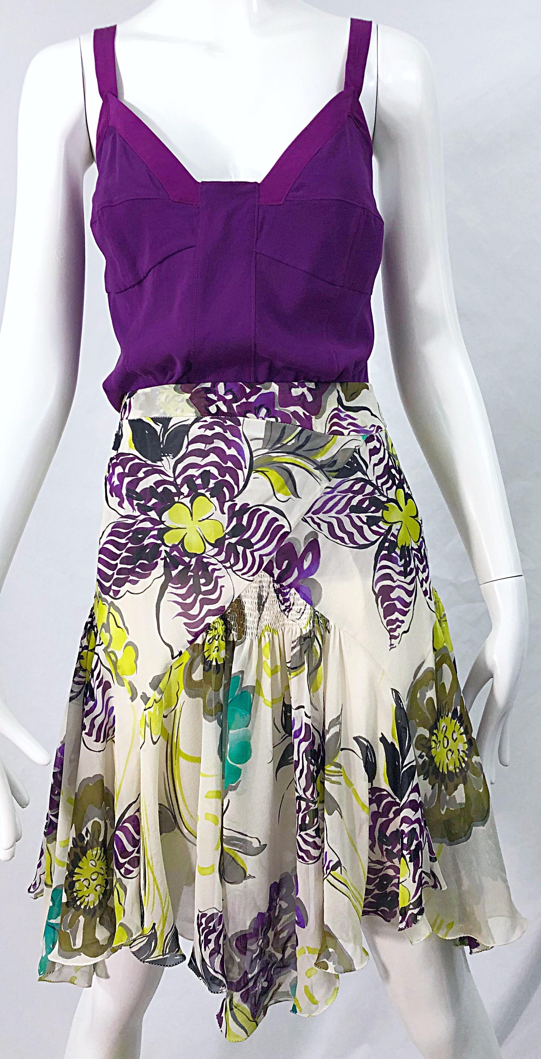 NWT Etro 2000s Size 44 US 8 - 10 Silk Chiffon Three Piece Skirt Top Bolero Dress For Sale 2