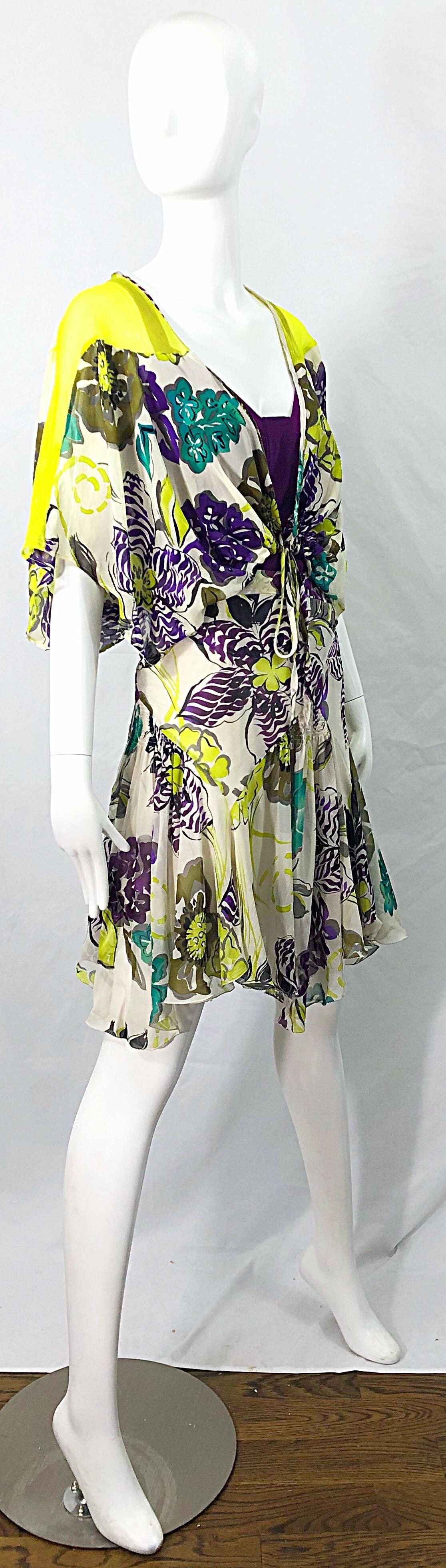 NWT Etro 2000s Size 44 US 8 - 10 Silk Chiffon Three Piece Skirt Top Bolero Dress For Sale 3