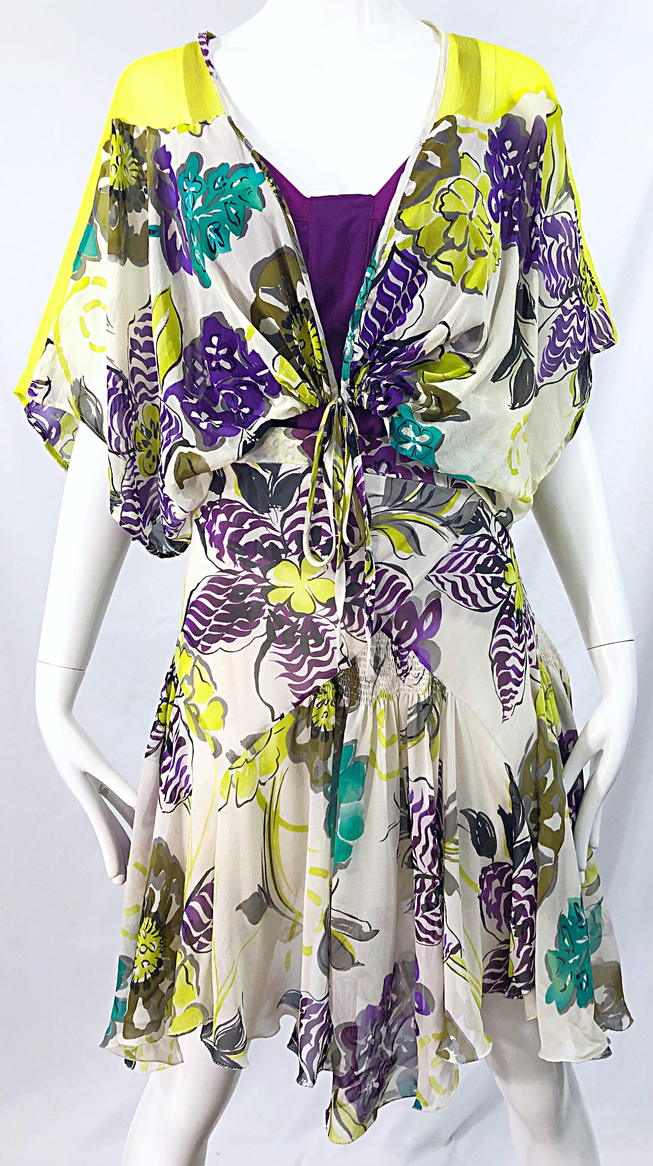 NWT Etro 2000s Size 44 US 8 - 10 Silk Chiffon Three Piece Skirt Top Bolero Dress For Sale 4