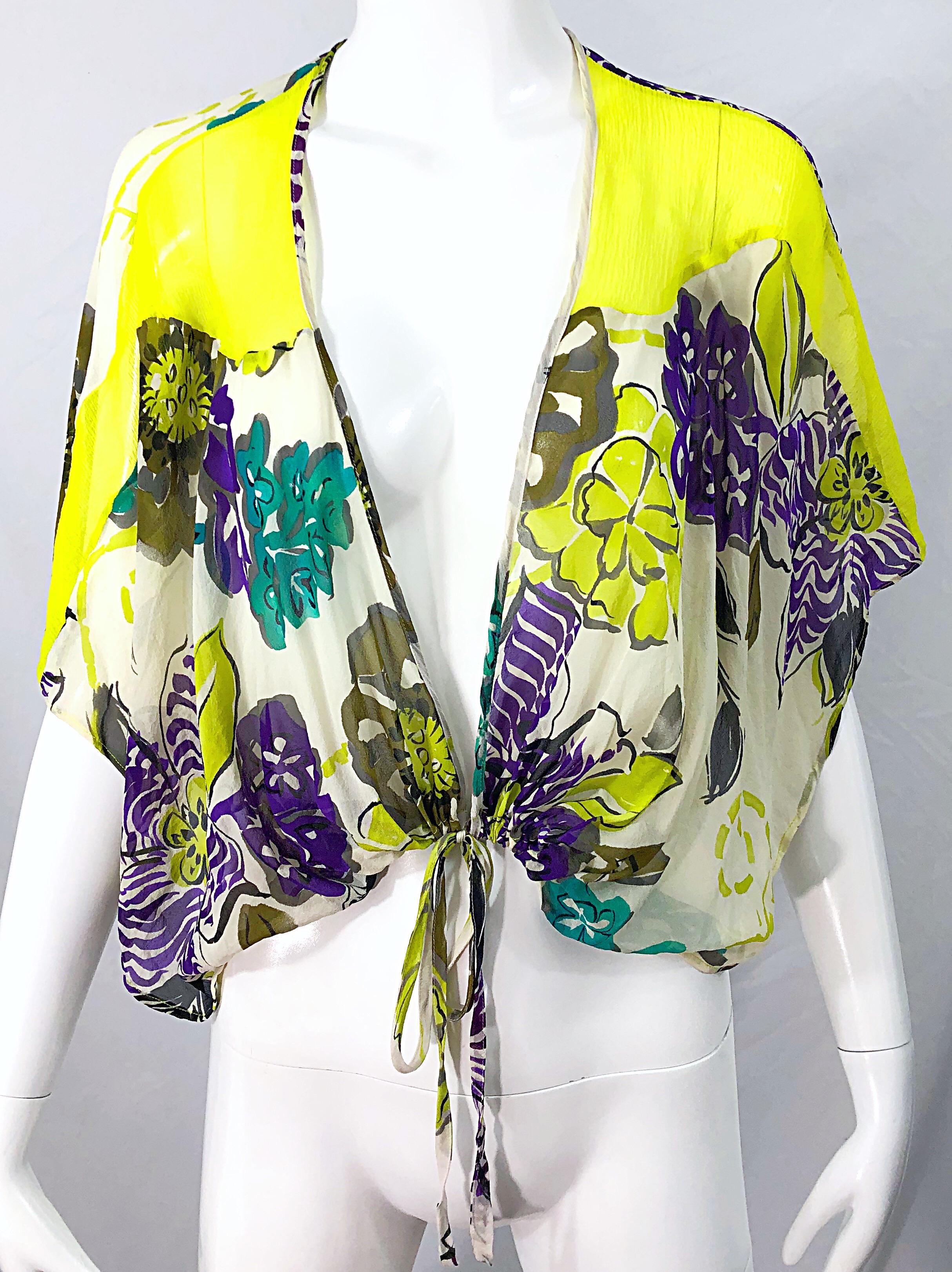 NWT Etro 2000s Size 44 US 8 - 10 Silk Chiffon Three Piece Skirt Top Bolero Dress For Sale 6