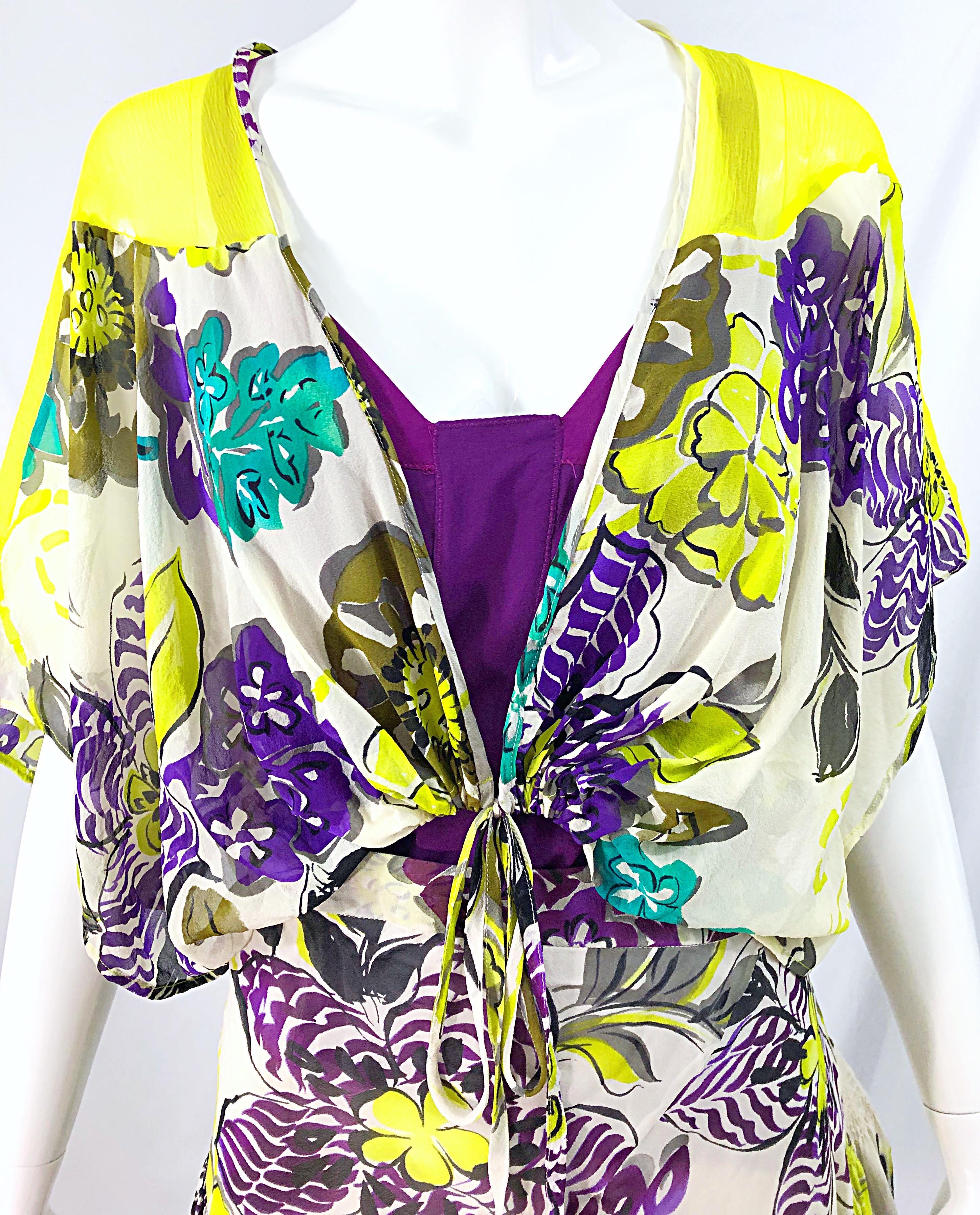 Women's NWT Etro 2000s Size 44 US 8 - 10 Silk Chiffon Three Piece Skirt Top Bolero Dress For Sale