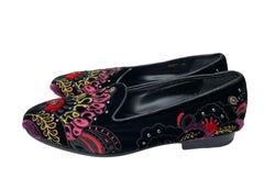 NWT Etro Black Velour Embroidered Beaded Women's Plats Loafers Italian 36