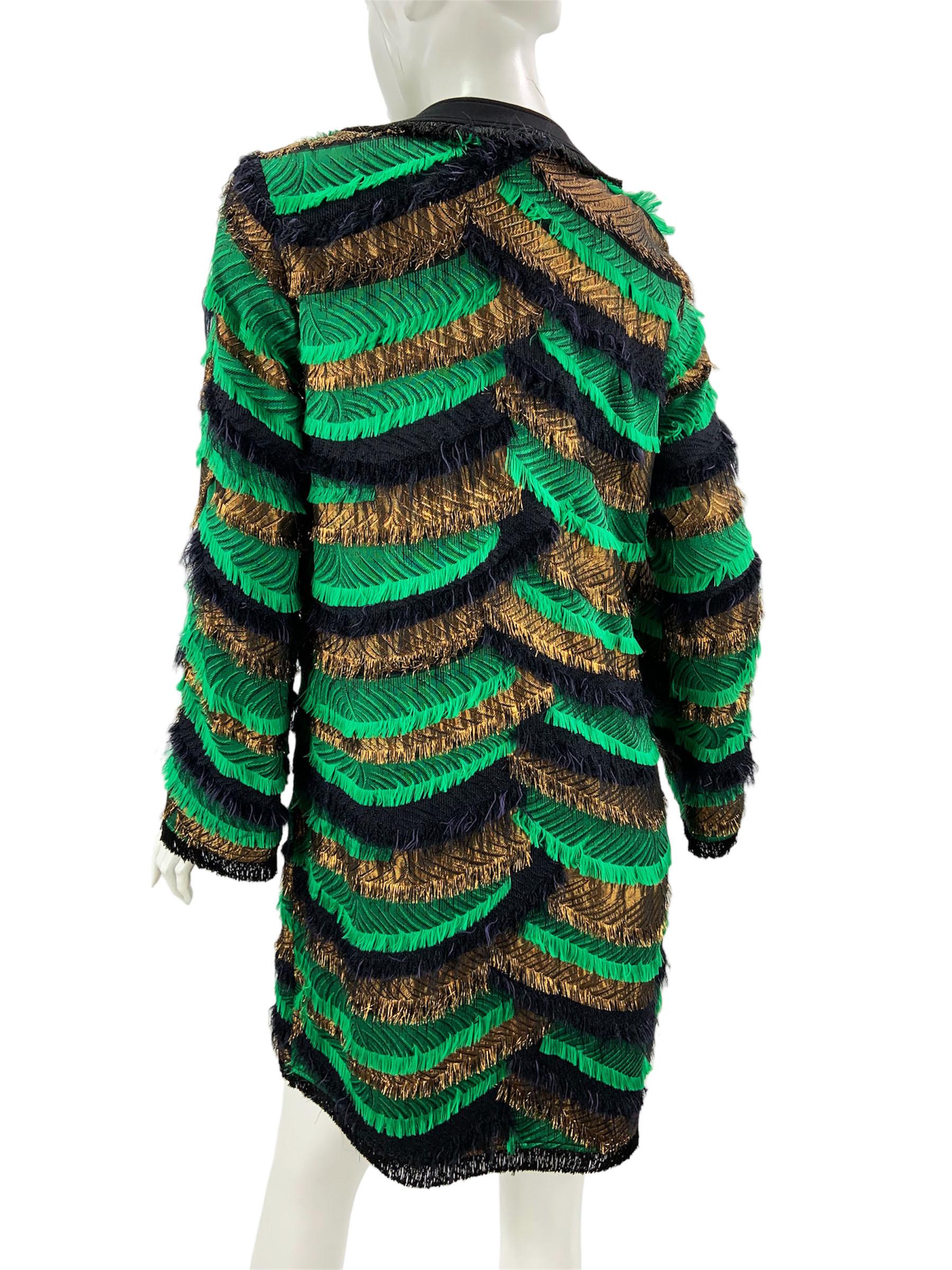 NWT Etro Fringe Layered Silk Cardigan Coat Jacket Italian 40 - US 4 In New Condition For Sale In Montgomery, TX