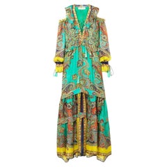 Etro - Robe longue italienne en soie à épaules dénudées, à lacets et ornée de glands, neuve avec étiquettes, taille 46