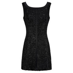 NWT F/W 1992 Prada Shimmery Black Wool Sleeveless Flare Mini Dress