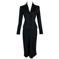 NWT F/W 1995 John Galliano Classic Black Pin-Up Jacket Skirt Suit