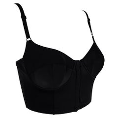 NWT F/W 1996 Dolce & Gabbana Schiere Schwarz Satin Bralette Crop Top