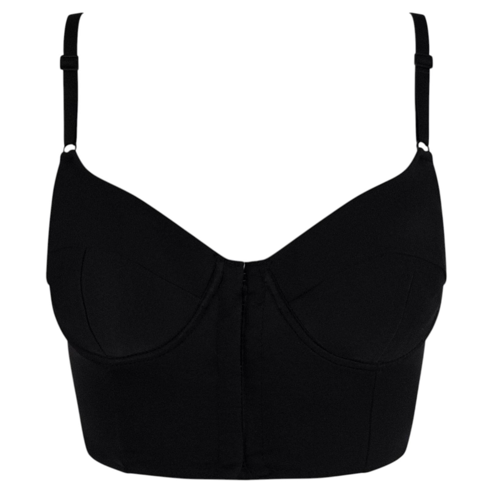 NWT F/W 1996 Dolce & Gabbana Bralette de satén negro transparente Crop Top en venta