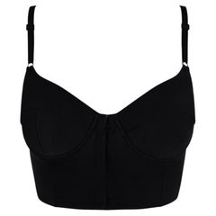 NWT F/W 1996 Dolce & Gabbana Schiere Schwarz Satin Bralette Crop Top