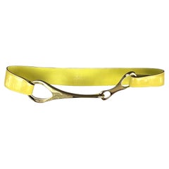 NWT F/W 1996 Gucci by Tom Ford Oversized Gold Horsebit Yellow Leather Belt