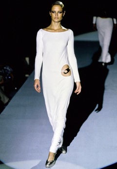 NWT F/W 1996 Gucci by Tom Ford Runway Ad Gold Metal Keyhole Cutout Jersey Gown