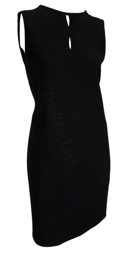 Robe droite en laine noire à découpes, collection Gianni Versace Couture automne-hiver 1997, taille 42 IT/8 US, neuve non portée