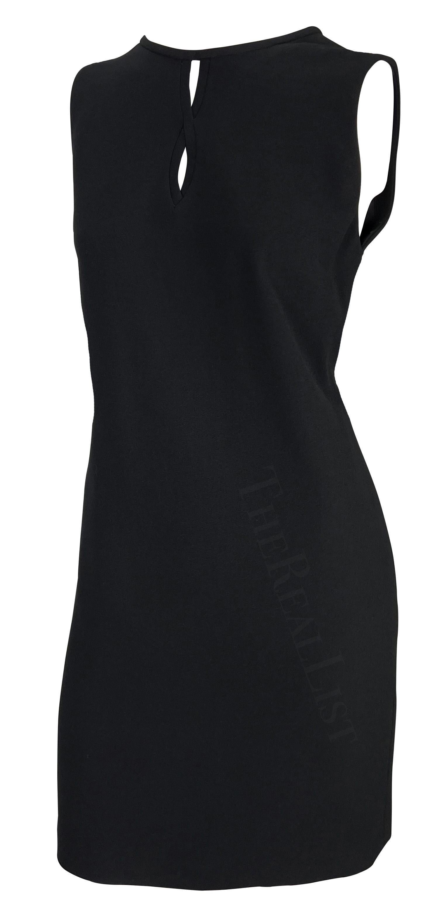 Women's NWT F/W 1997 Gianni Versace Couture Cutout Black Wool Shift Dress For Sale