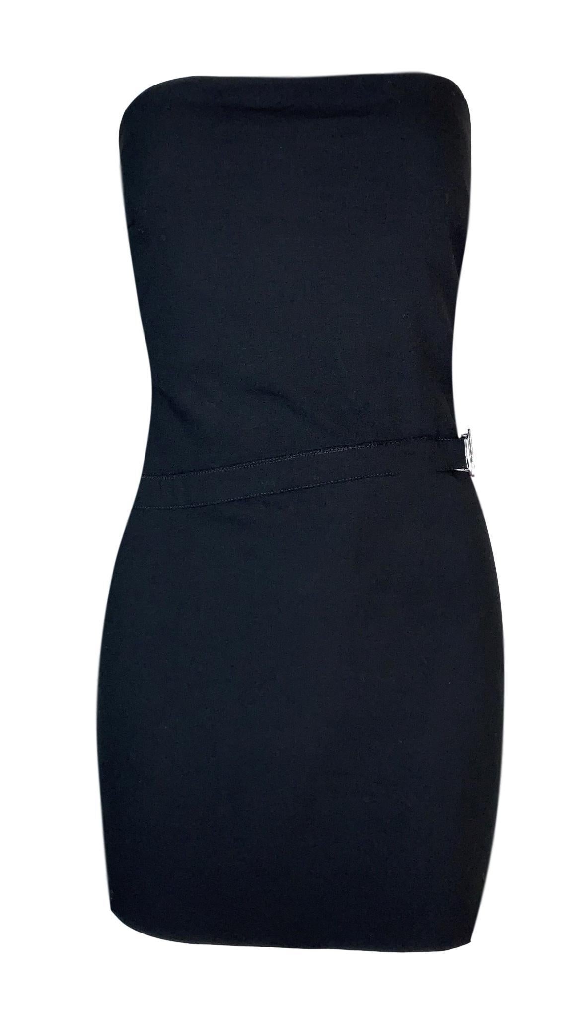NWT F/W 1997 Gucci Tom Ford Black Strapless Cut-Out G Buckle Mini Dress In New Condition In Yukon, OK
